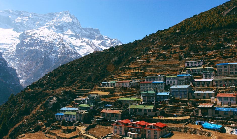 Beautiful View Of Namche Bazar With Mountains