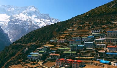 Beautiful View Of Namche Bazar With Mountains