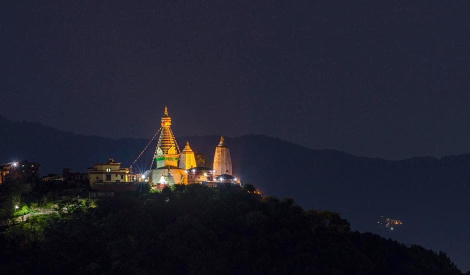 Swoyambunath Stupa Night View