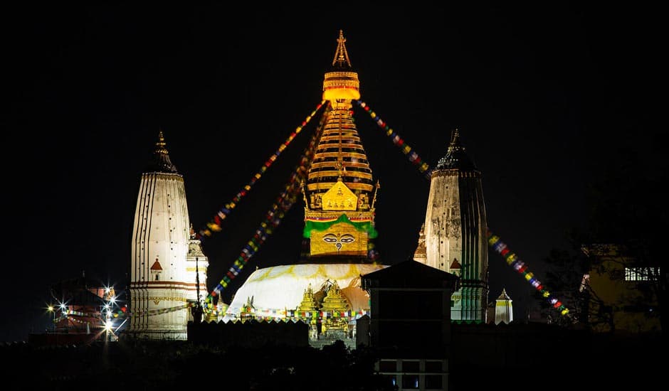Swoyambhunath stupa in Night time